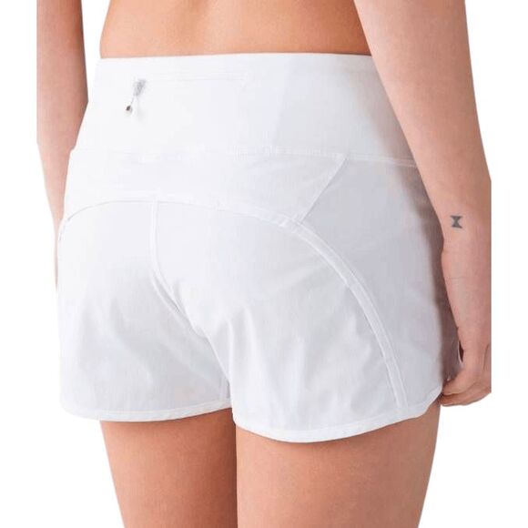 LULULEMON ATHLETICA Run Times Short '2-Way Stretch 4" In White Size 8 - Picture 2 of 4